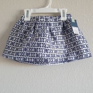 NWT Genuine Kids OshKosh Navy White Embroidered Skirt
